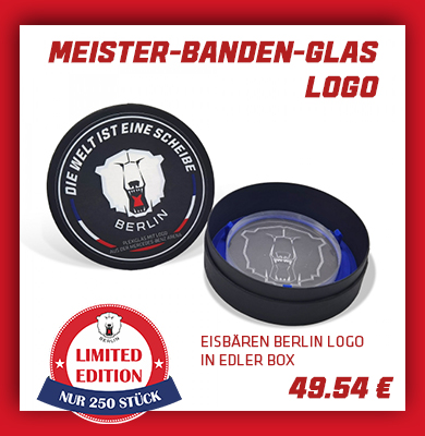 Meister-Banden-Glas aus der Mercedes-Benz-Arena - Eisbären Logo - Limited Edition