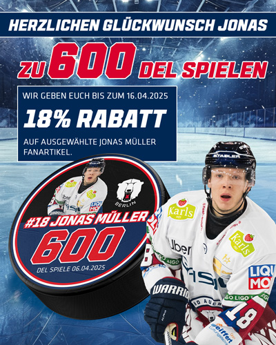 Eisbären Berlin Jonas Müller 600 DEL Spiele